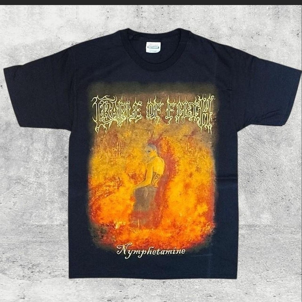 Vintage 2005 Cradle of Filth Nymphétamine Band T-Shirt M Hanes Black Metal